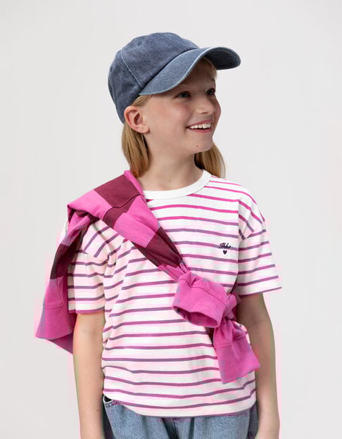 Camiseta marinera algodón rayas rosas niña - IKKS