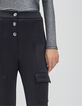 Women’s black combat-style flared trousers-3
