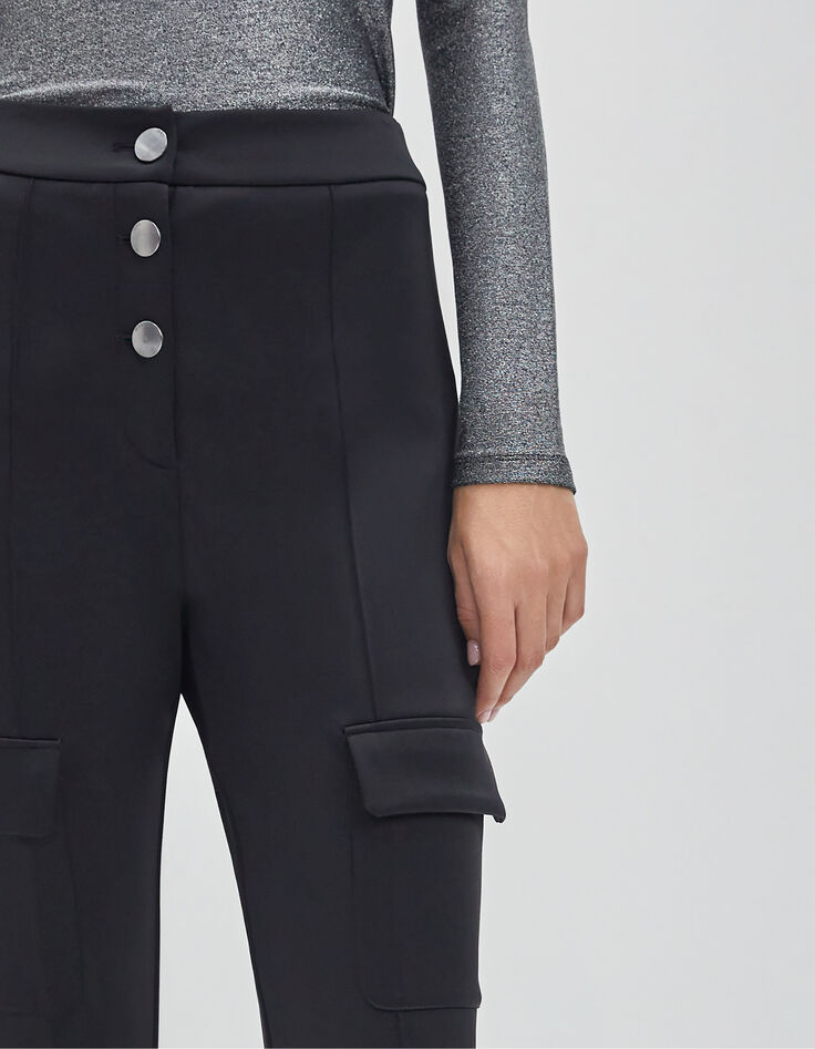 Women’s black combat-style flared trousers-3