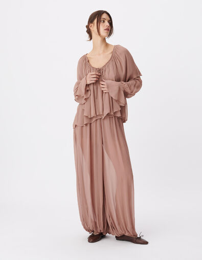 Vloeiende blush blouse met grote ruches - IKKS