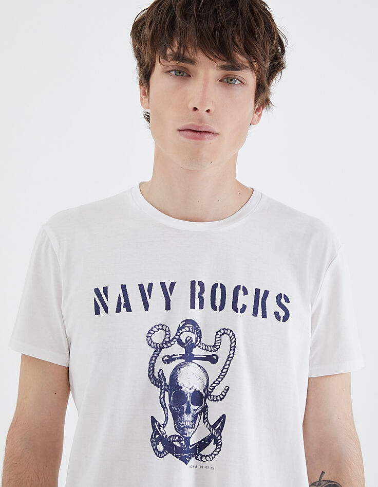 Gebroken wit T-shirt opdruk anker Heren-4