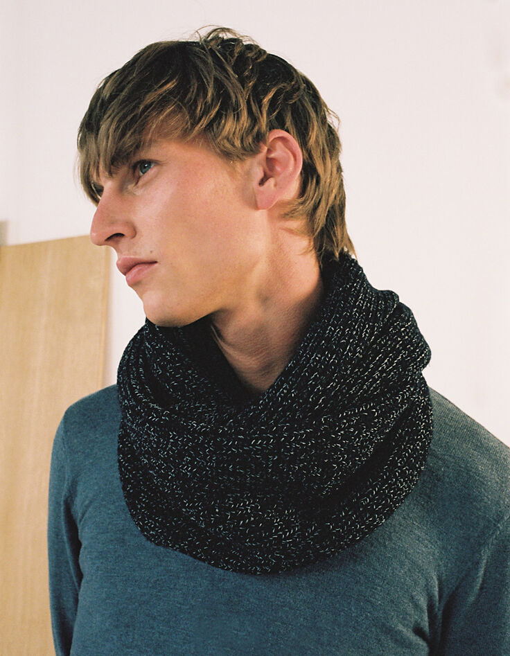 Men’s navy ribbed marl snood-4