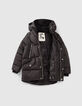 Doudoune mi-longue noire capuche REFLECTIVE gar&ccedil;on -5