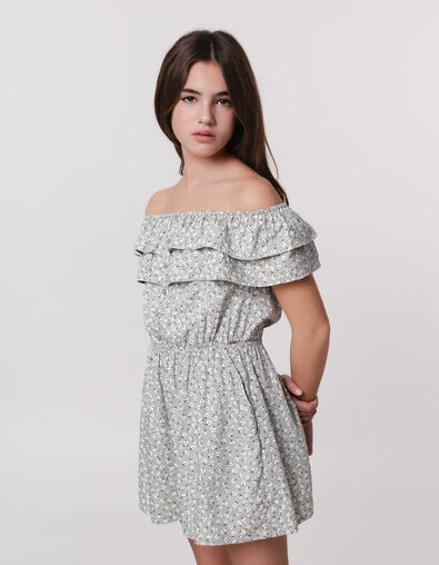 Combishort vert imprimé floral d'été fille - IKKS