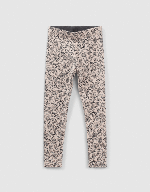 Omkeerbare legging bloemenprint en grijs meisjes