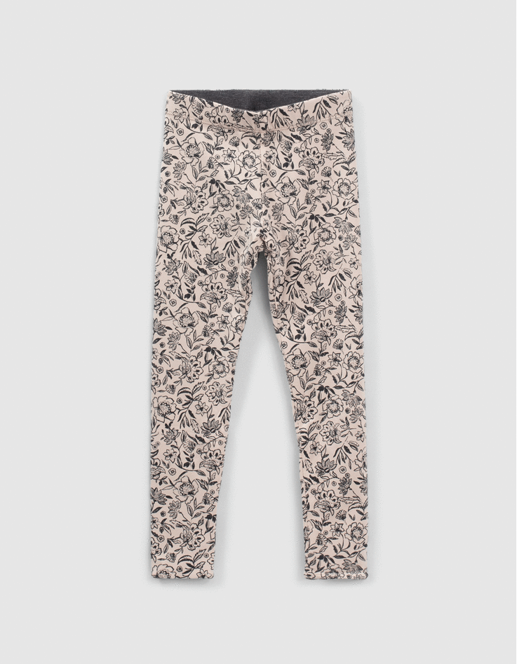 Leggings reversibles estampado flores gris ni&ntilde;a-1
