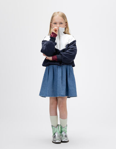 2-in-1-Mädchenjeanskleid Sweatshirt mit Troyerkragen - IKKS