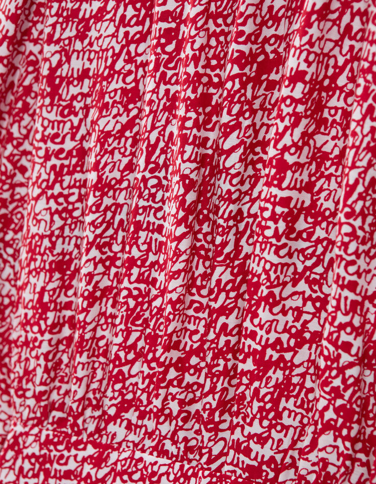 Rode midi-jurk tagprint Dames-5