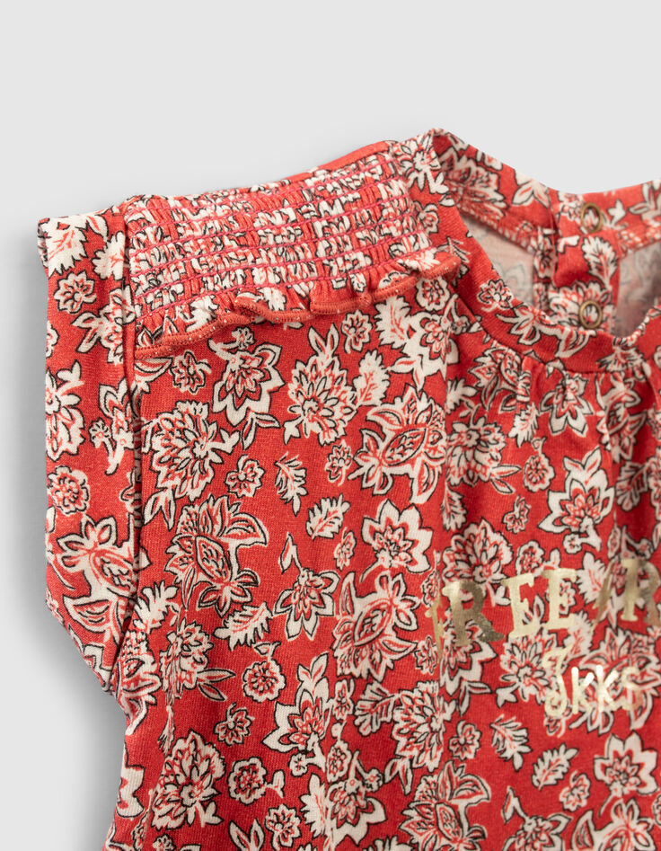 Rotes T-Shirt mit Blumenprint für Babymädchen-3