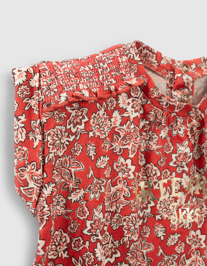 Rood T-shirt bloemenprint babymeisjes - IKKS