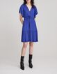 Women's royal blue crumpled dress with butterfly sleeves-8