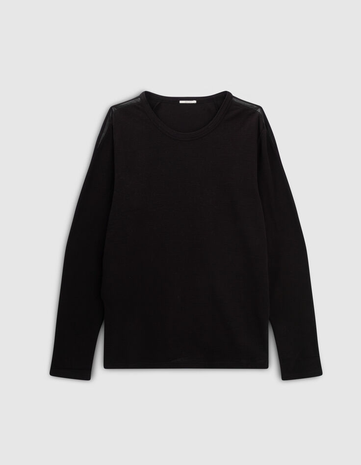 Men&rsquo;s black decorative jacquard T-shirt-1