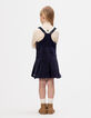 Girls’ 2-in-1 navy velvet dress and white T-shirt-3