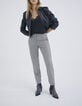 Schwarze Slim-Damenhose mit Hahnentrittmotiv-1