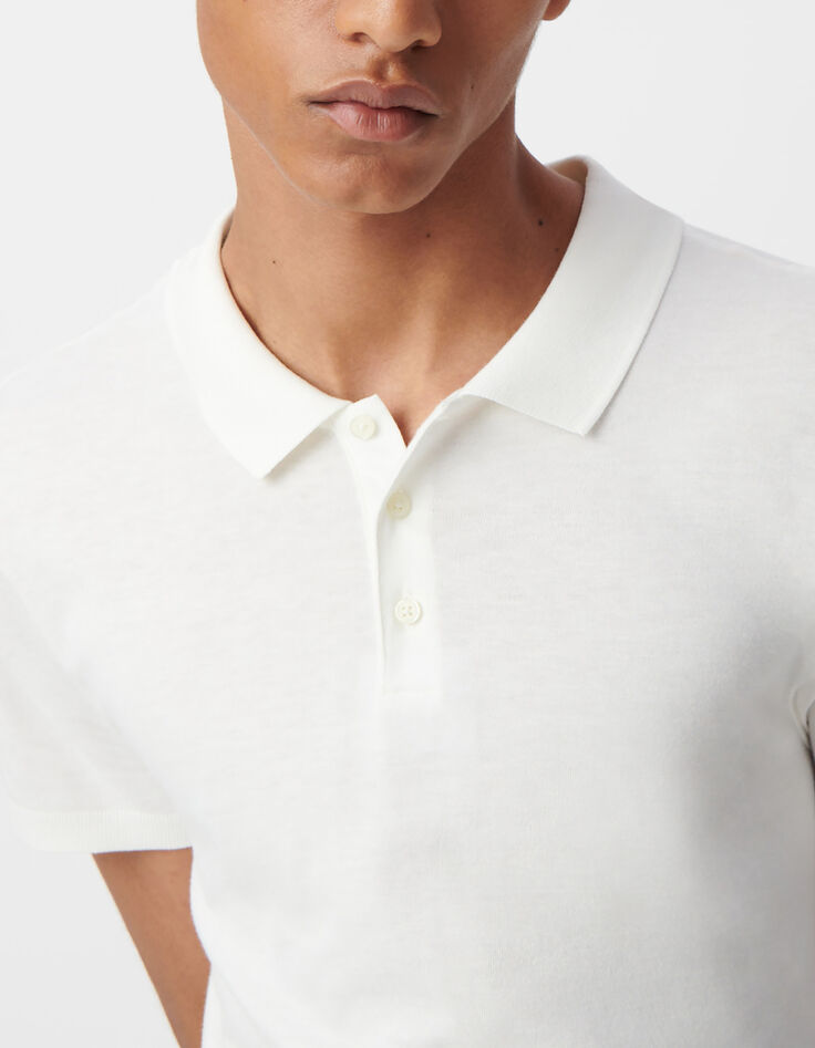 Men&rsquo;s off-white cotton modal polo shirt-1