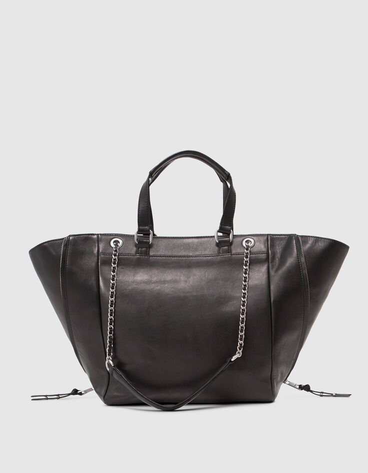 Bolso tote 1440 cuero negro grande para Mujer-2