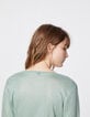 Camiseta verde almendra manga larga lino foil mujer-3