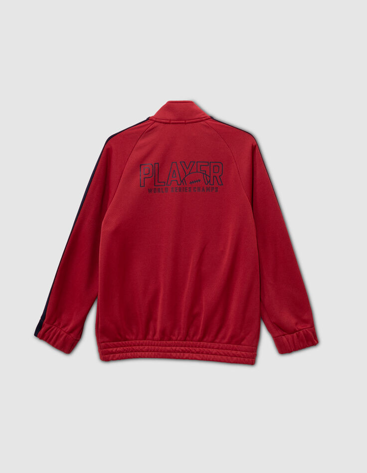 Cardigan zippé rouge rayures marine garçon-2 Cardigan zippé rouge rayures marine garçon-2