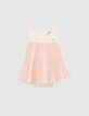 Robe écrue rayures tissées pêche et bloomer bébé fille-1