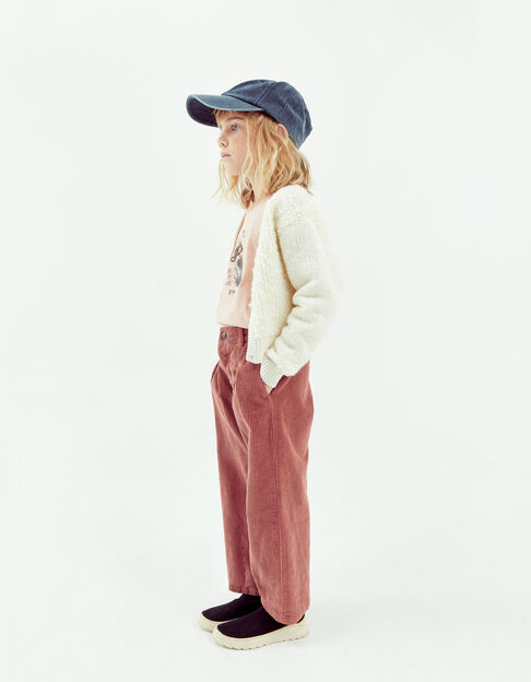 Koperroze wijde broek ribfluweel meisjes