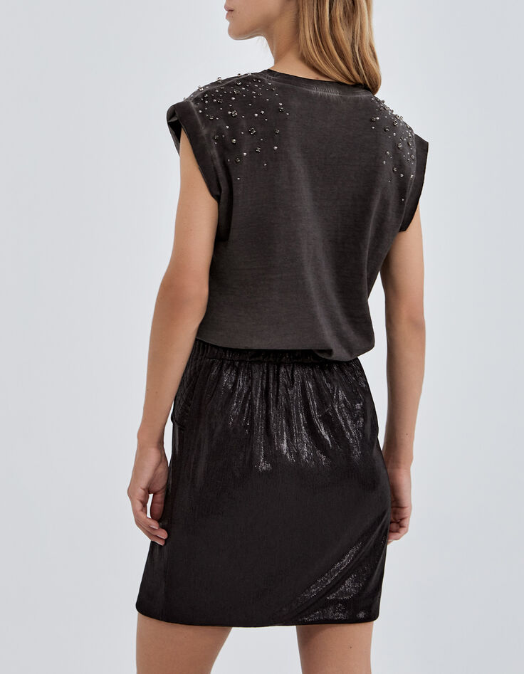 Pure Edition-Women’s black short draped skirt-3