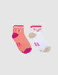 Chaussettes roses, écrues, corail fille-2