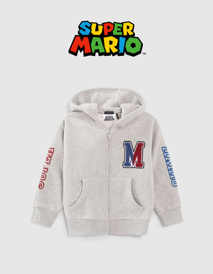 Cardigan SUPER MARIO&trade; gris visuel Mario dos gar&ccedil;on-3