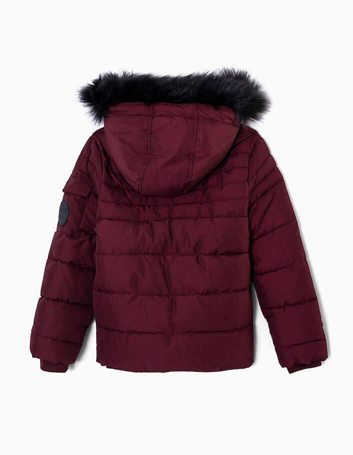 Boys’ plum padded jacket with fur-lined hood - IKKS