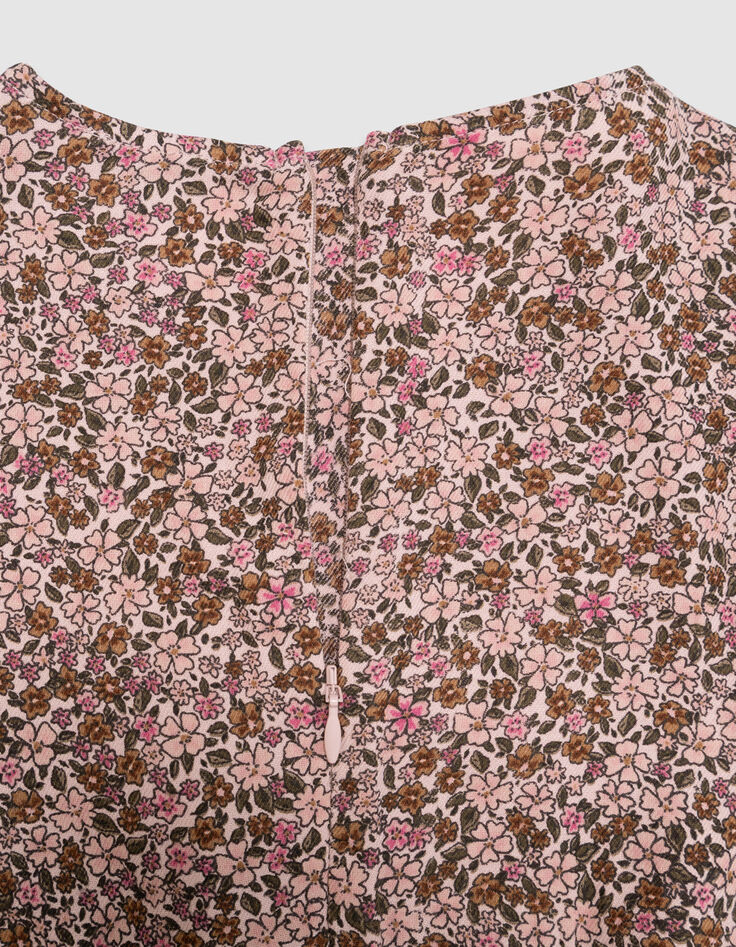 Rosa Mädchenkleid Herbstblumenprint-5 Rosa Mädchenkleid Herbstblumenprint-5