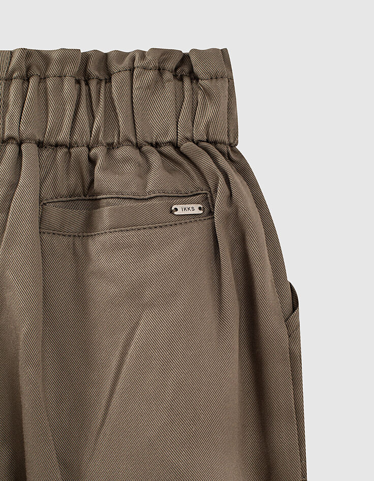 Pantalon paper bag kaki fluide 7/8ème fille-5