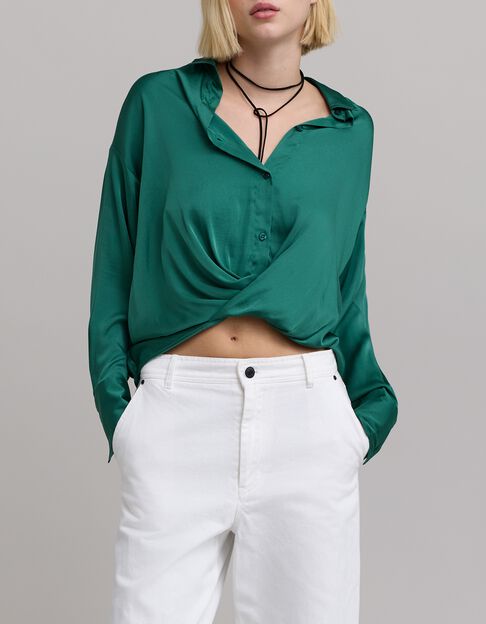 Chemise émeraude drapée Femme - IKKS