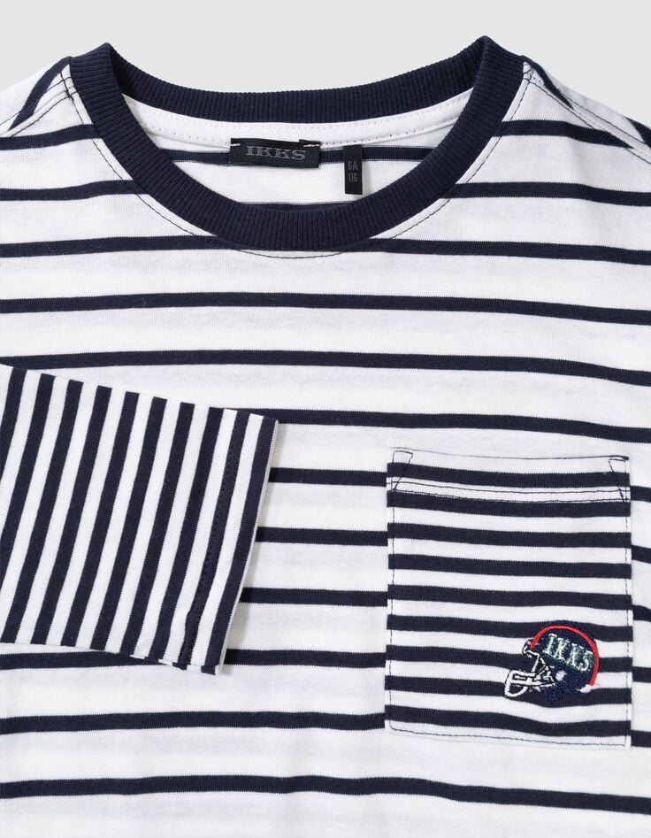 Matrozenshirt biokatoen trompe l'oeil mouwen jongens-4