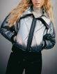 Kurze, schwarze Damensteppjacke mit verdeckter Kapuze-5