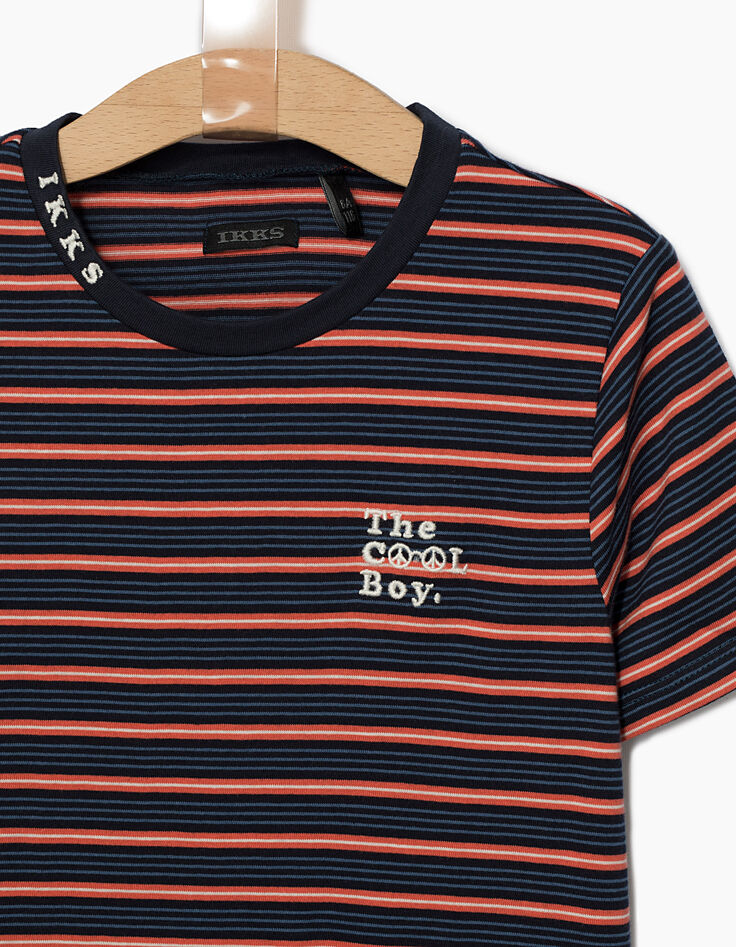 Tee-shirt indigo &agrave; rayures rouges gar&ccedil;on-3