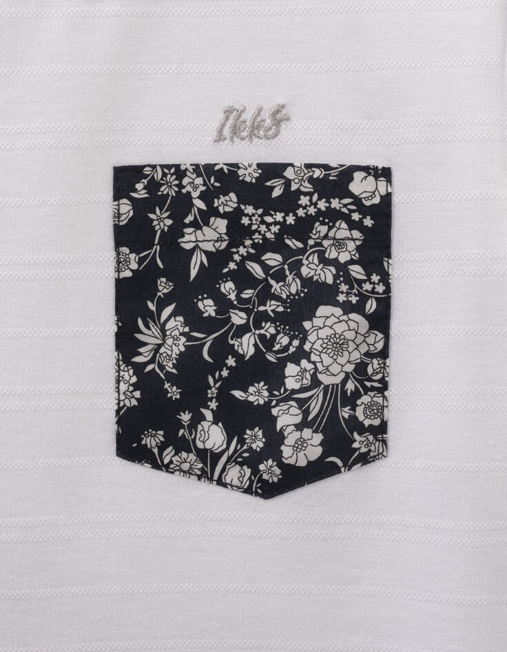 Camiseta blanco bolsillo tejido Liberty flores niño-4