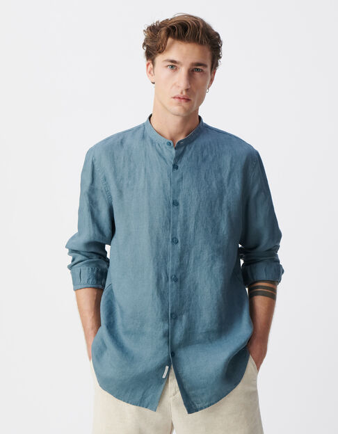 Chemise REGULAR orage col Mao en lin Homme - IKKS