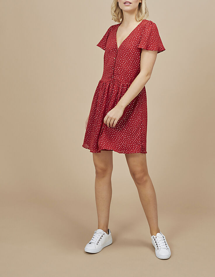 Robe grenat imprimé pois dorés I.Code-6