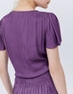 Korte violet jurk met volants micro-plissé Dames-4