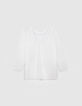 Tee-shirt blanc maille lin irisé décor perles métal Femme-7