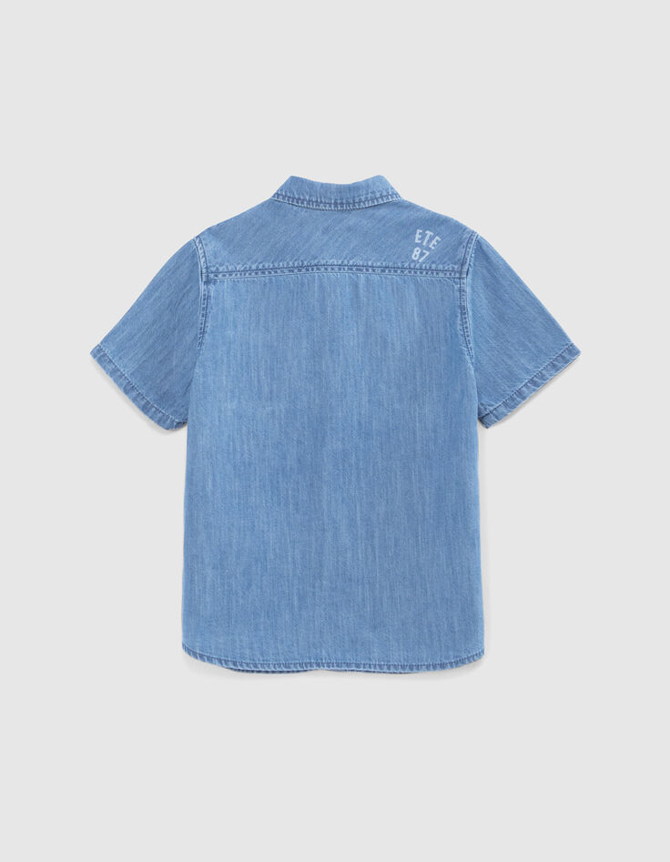 Blaues Jungenjeanshemd mit Print-2