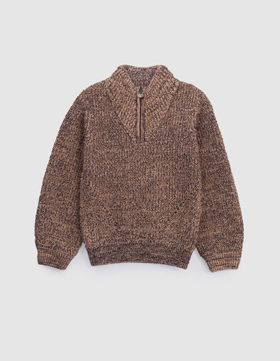 Pull rose cuivré tricot lurex col camionneur fille - IKKS