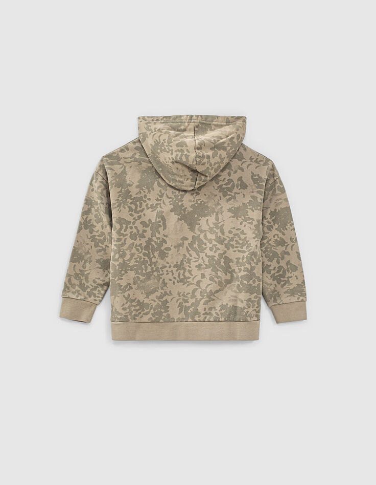 Boys’ khaki leaf camouflage motif hoodie-2
