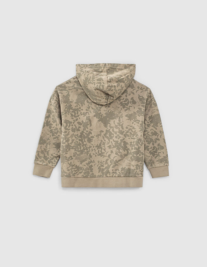 Boys’ khaki leaf camouflage motif hoodie - IKKS
