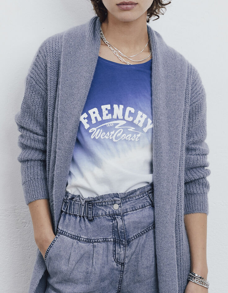 Tee-shirt en coton bio tie & dye bleu visuel blanc femme-1