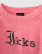 Jersey de punto rosa intenso con hombreras y bordados ni&ntilde;a-3