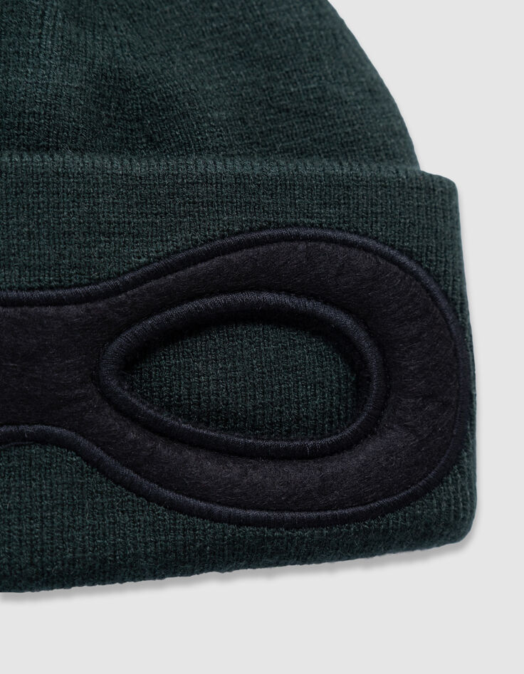 Grüne Jungenstrickmütze Nähte Maske am Umschlag-2