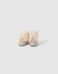 Bottines écrues bi matière fourrées et lacées bébé fille-2