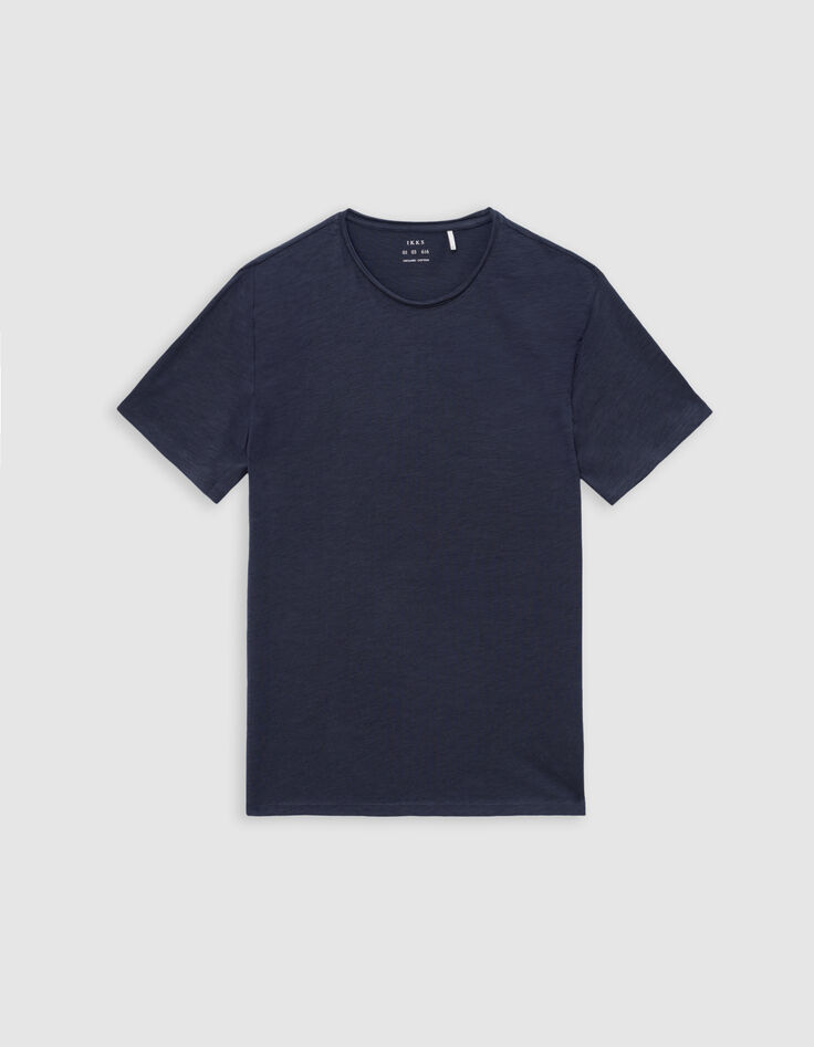 Inktblauw T-shirt De Essential biokatoen ronde hals Heren-6