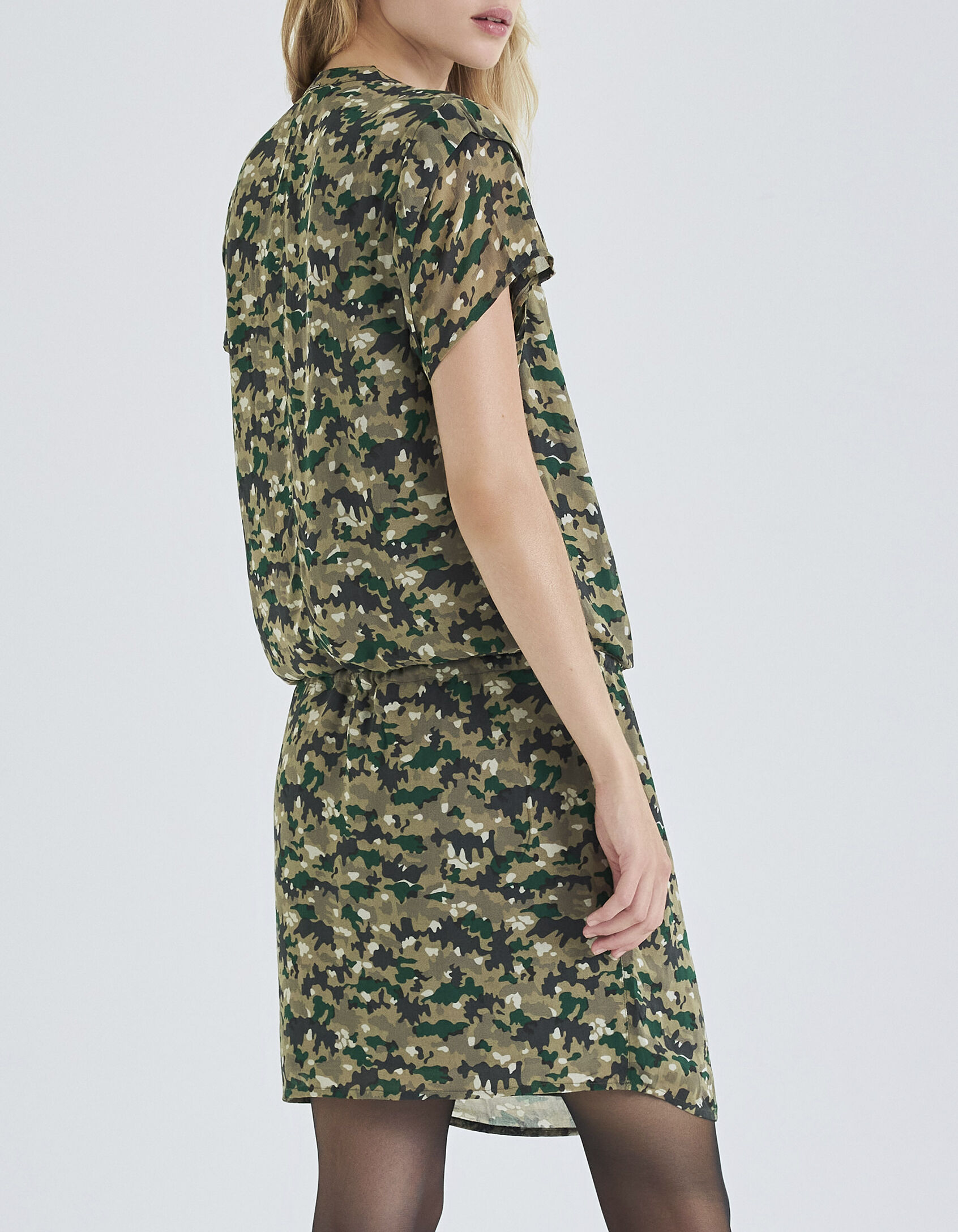 Women s lichen dress with green camouflage print