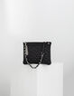 Women's black leather double clutch bag-1